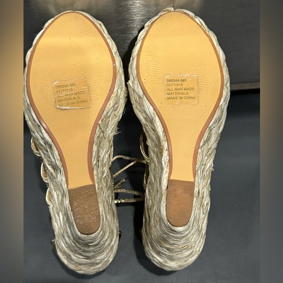 COLIN STUART Wedge shoes, ankle strap gold laces - Picture 5 of 11